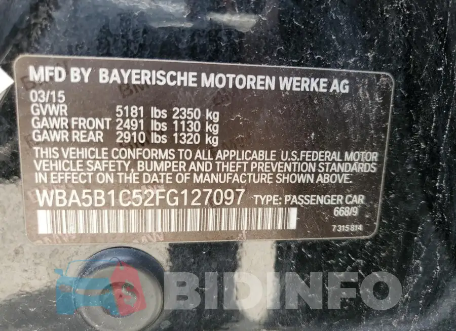 WBA5B1C52FG127097 Photo# 12