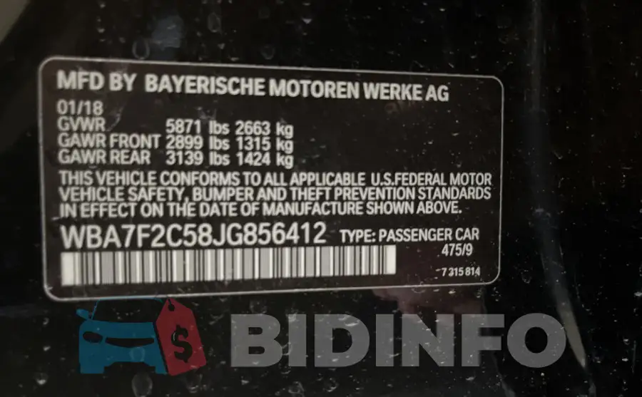 WBA7F2C58JG856412 Photo# 10
