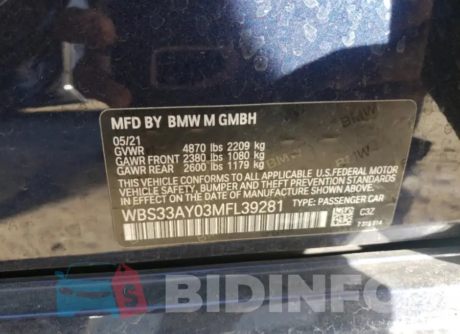 WBS33AY03MFL39281 Photo# 12