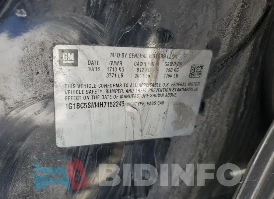 1G1BC5SM4H7152243 Photo# 13