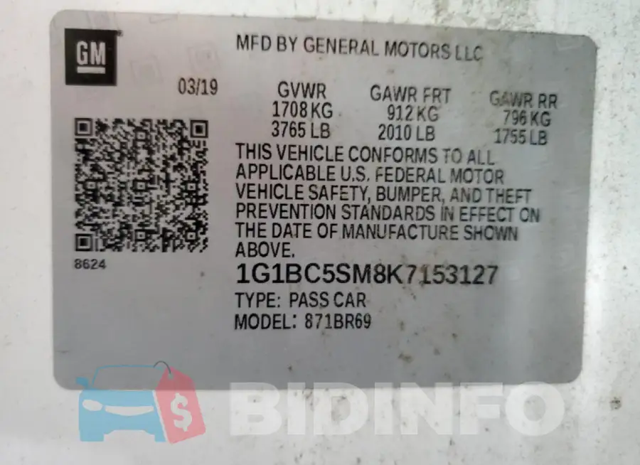 1G1BC5SM8K7153127 Photo# 12