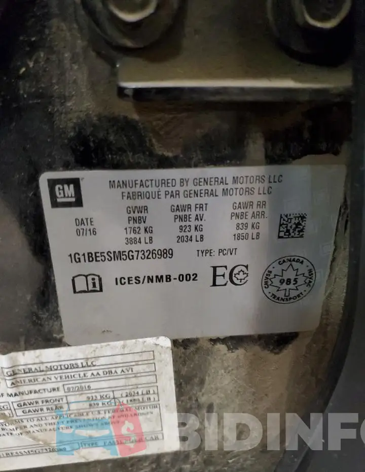1G1BE5SM5G7326989 Photo# 12