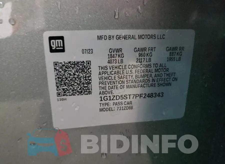 1G1ZD5ST7PF248343 Photo# 12