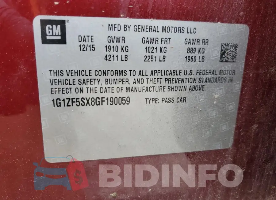 1G1ZF5SX8GF190059 Photo# 12