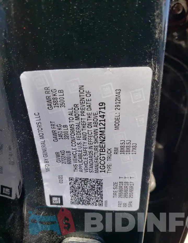1GCGTBEN2M1214719 Photo# 13
