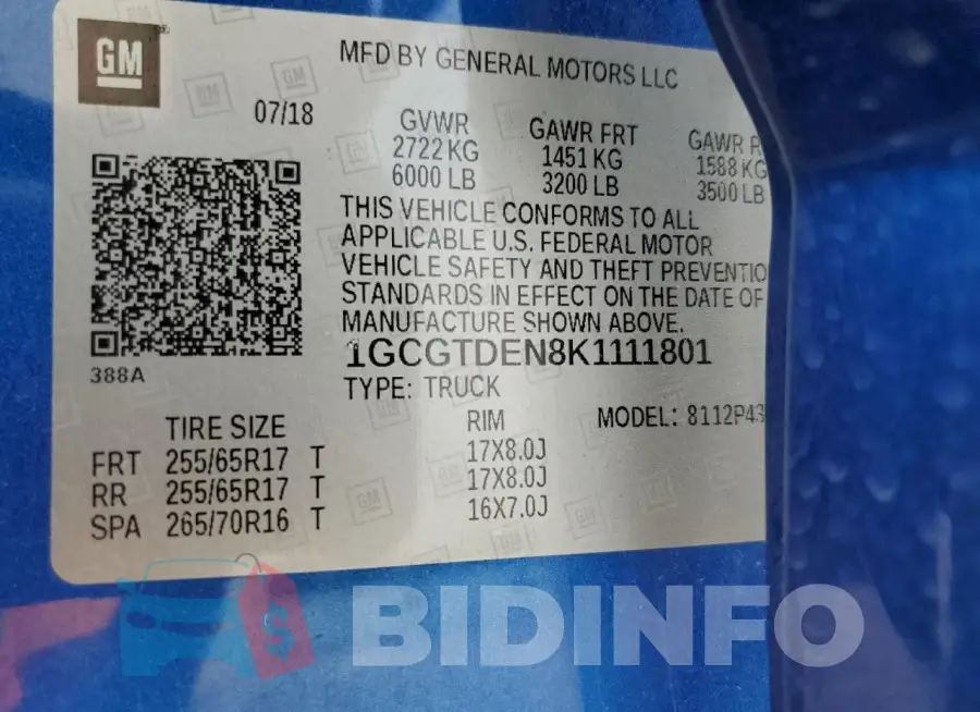1GCGTDEN8K1111801 Photo# 13