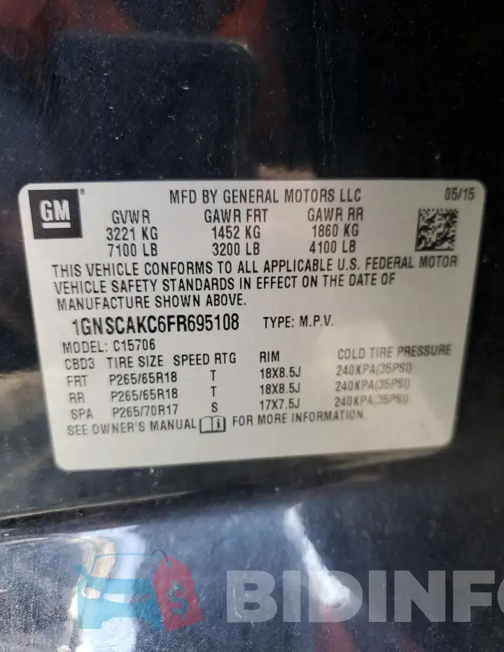 1GNSCAKC6FR695108 Photo# 13