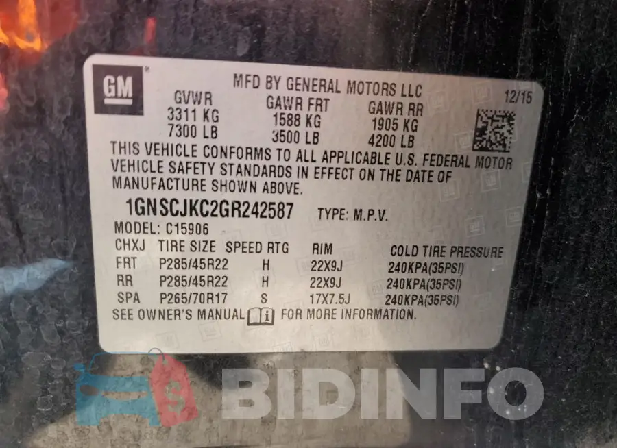 1GNSCJKC2GR242587 Photo# 13