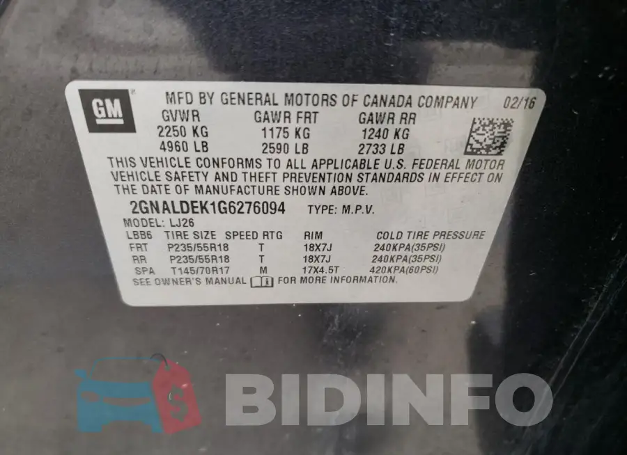 2GNALDEK1G6276094 Photo# 13