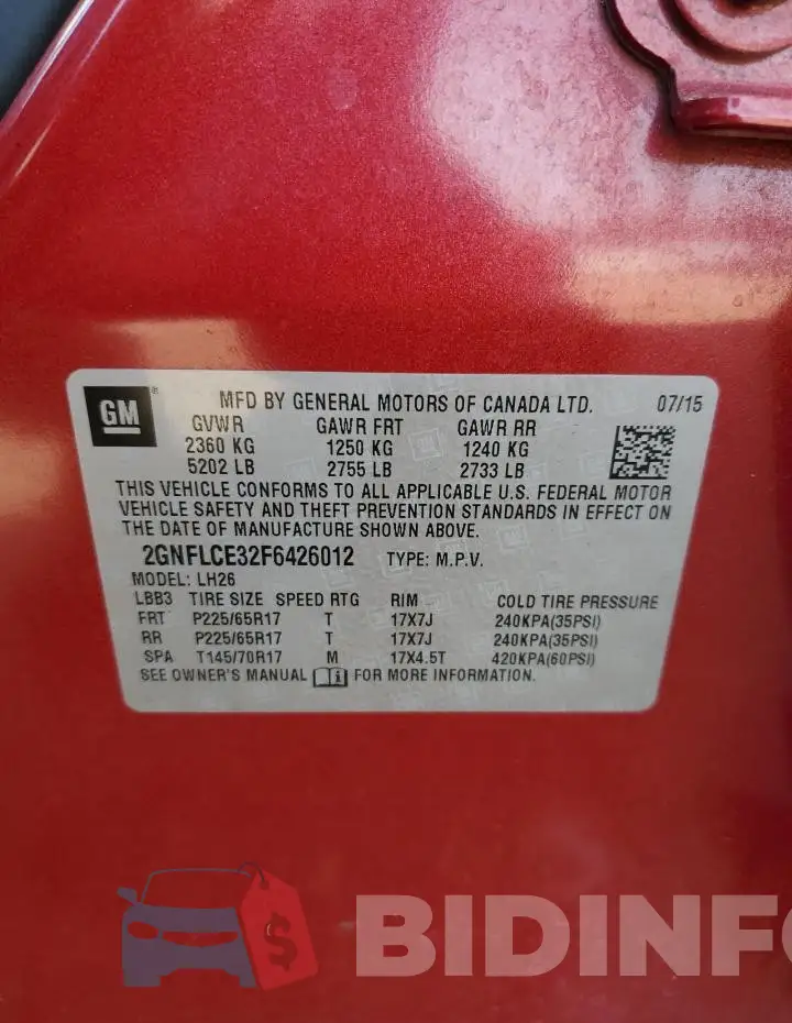 2GNFLCE32F6426012 Photo# 14
