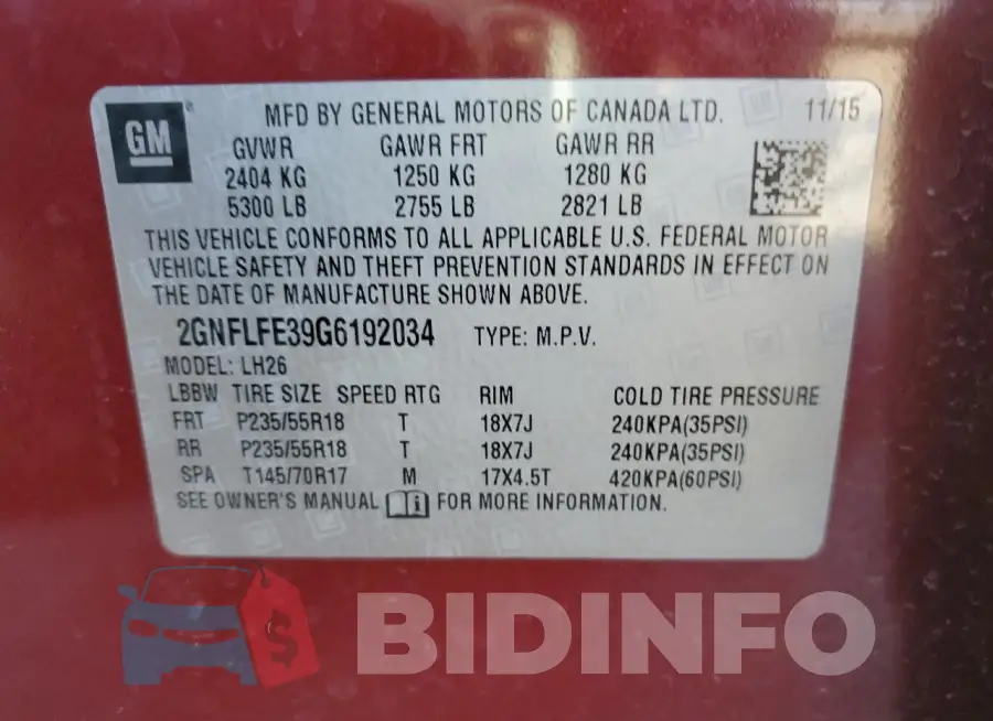 2GNFLFE39G6192034 Photo# 13