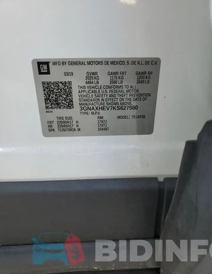 3GNAXHEV7KS627560 Photo# 13