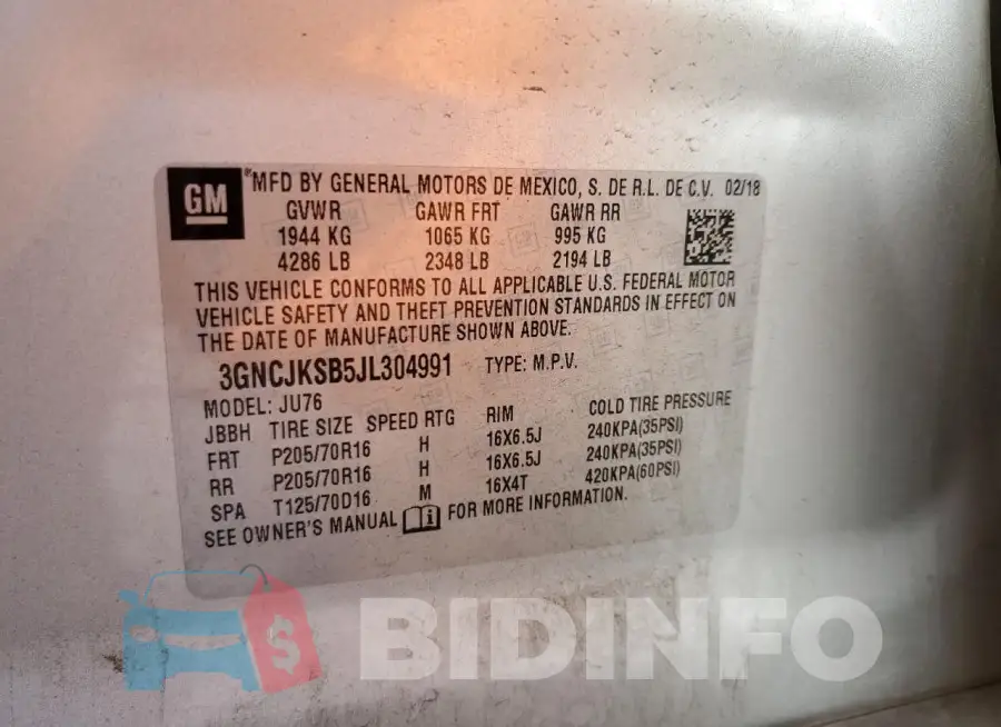 3GNCJKSB5JL304991 Photo# 12