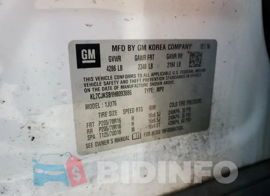 KL7CJKSB1HB093886 Photo# 12