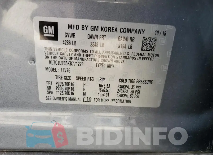 KL7CJLSB5KB771228 Photo# 13