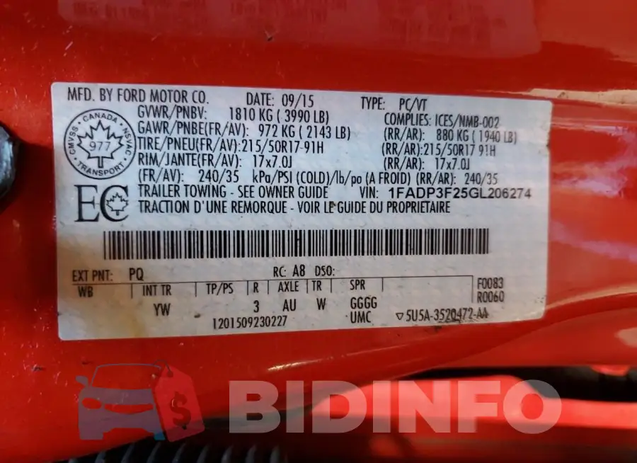 1FADP3F25GL206274 Photo# 13