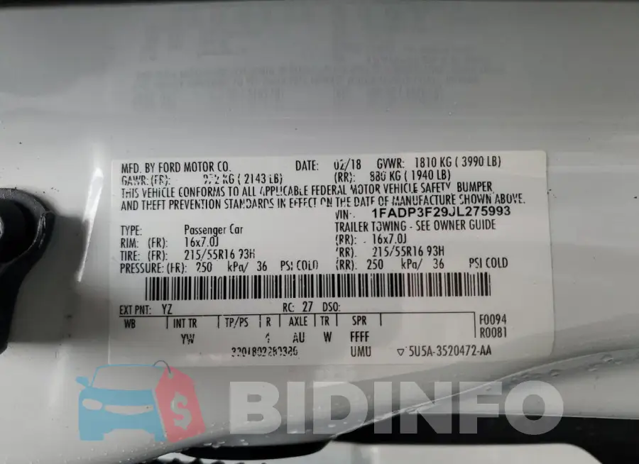 1FADP3F29JL275993 Photo# 13