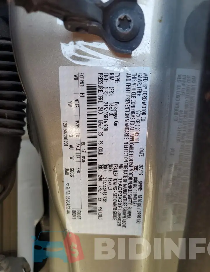 1FADP3K2XFL356028 Photo# 13