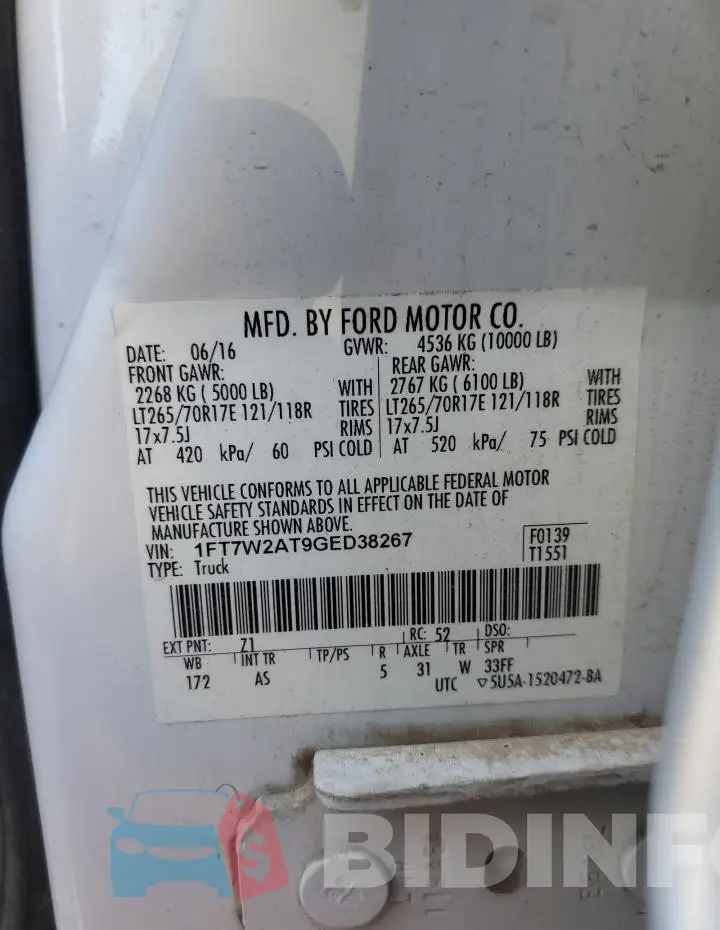 1FT7W2AT9GED38267 Photo# 13