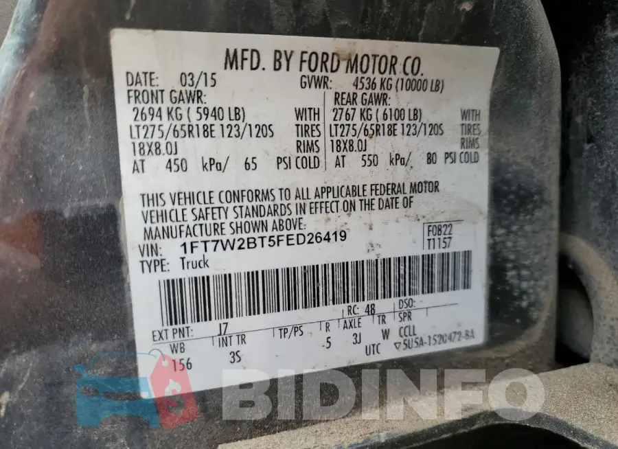 1FT7W2BT5FED26419 Photo# 13