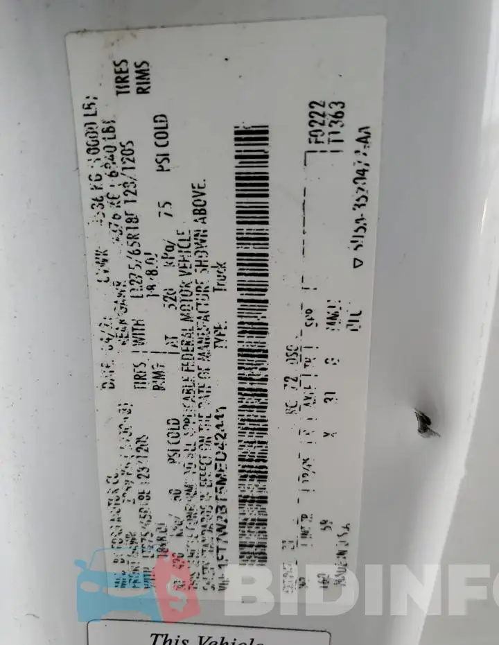 1FT7W2BT5MED42441 Photo# 13