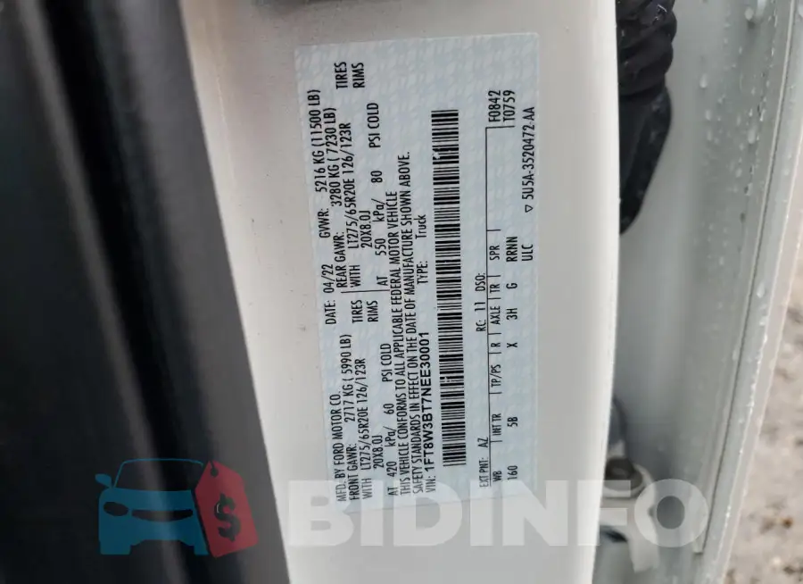 1FT8W3BT7NEE30001 Photo# 13
