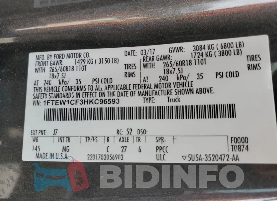 1FTEW1CF3HKC96593 Photo# 12