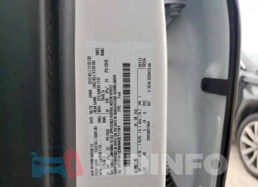 1FTFW1E86NKE71191 Photo# 12