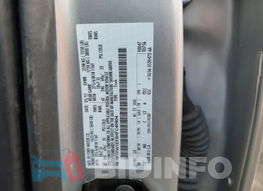 1FTFW1EF8HFC40904 Photo# 13