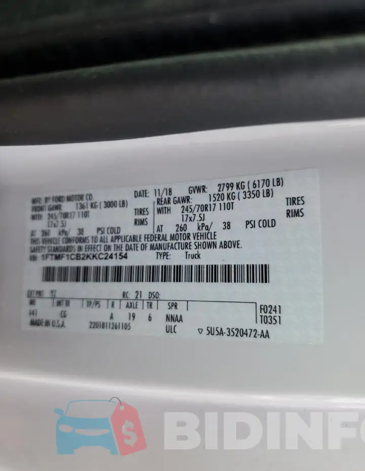 1FTMF1CB2KKC24154 Photo# 12