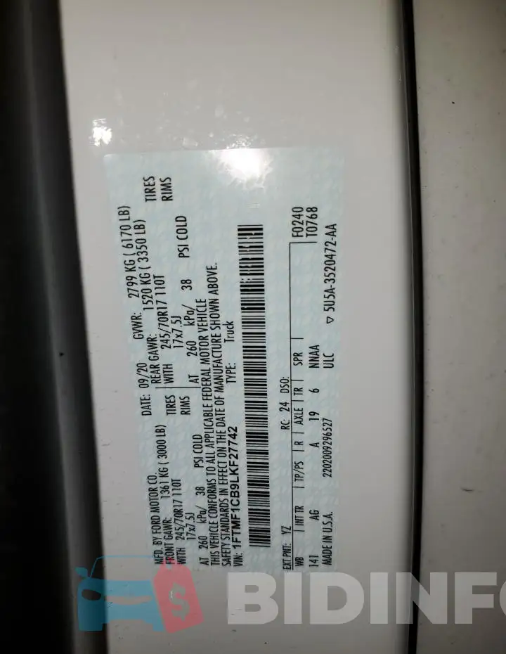 1FTMF1CB9LKF27742 Photo# 12