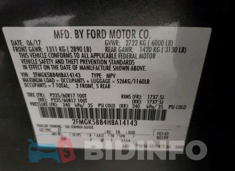 2FMGK5B84HBA14143 Photo# 13