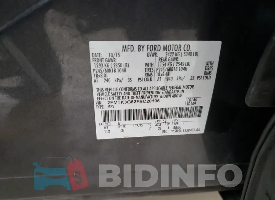 2FMTK3G82FBC20196 Photo# 12