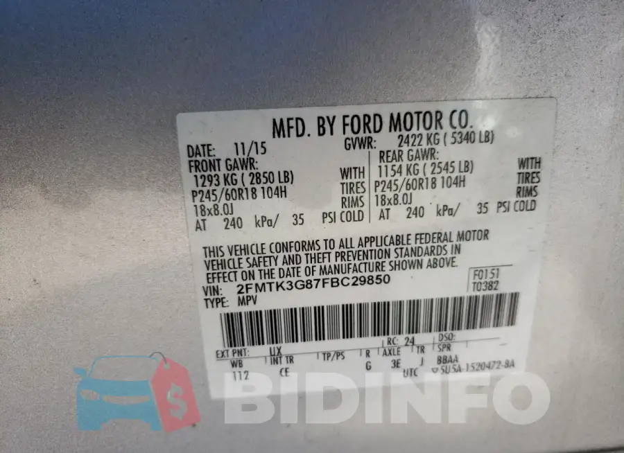 2FMTK3G87FBC29850 Photo# 13