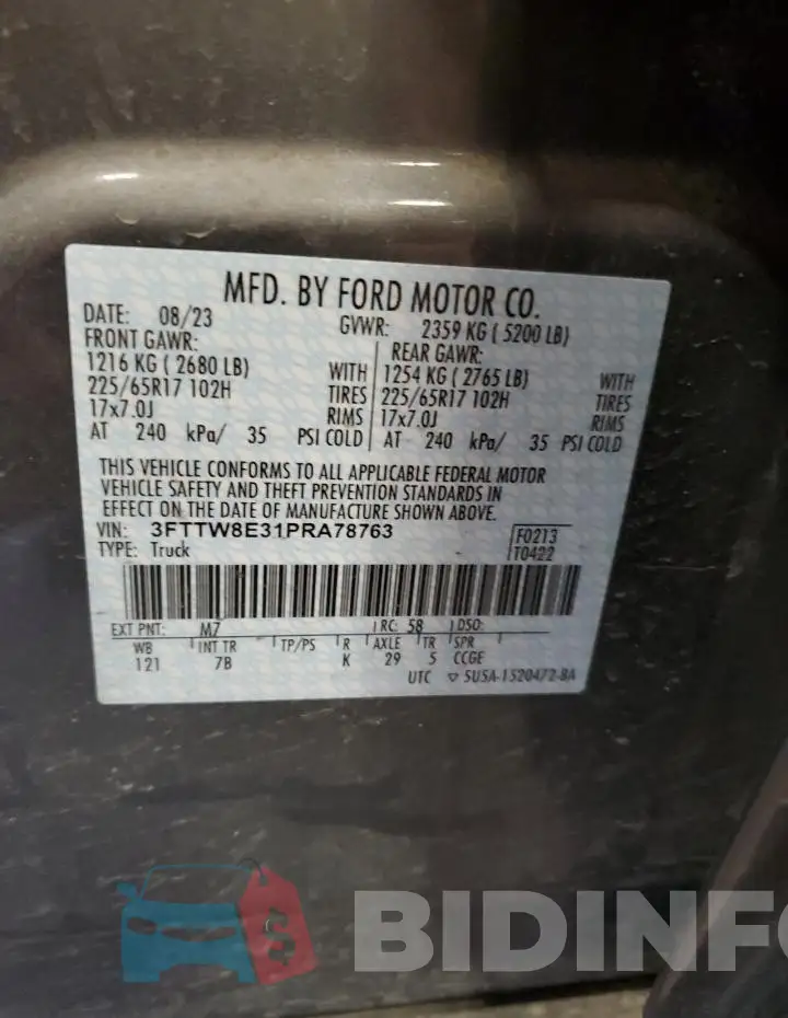 3FTTW8E31PRA78763 Photo# 13