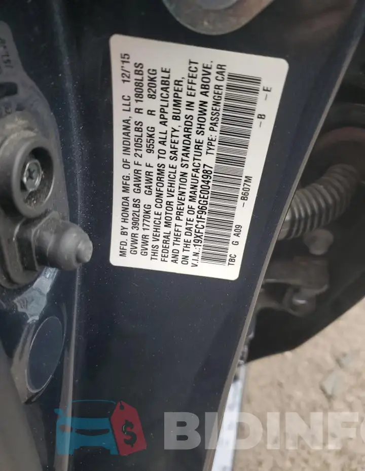 19XFC1F96GE004987 Photo# 12