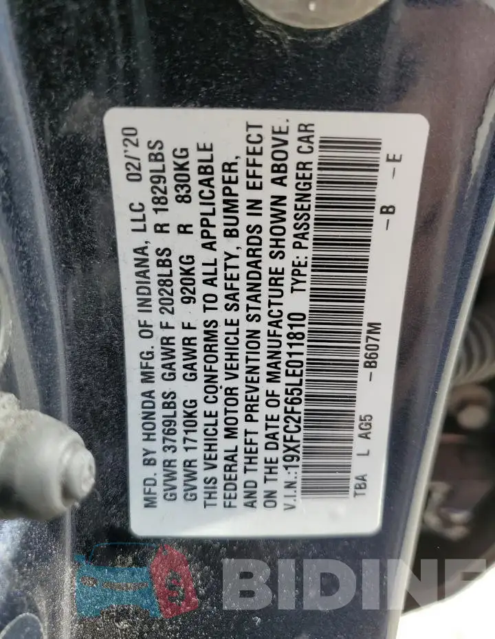 19XFC2F65LE011810 Photo# 12