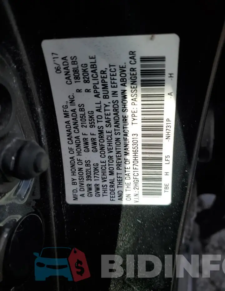 2HGFC1F70HH653013 Photo# 12