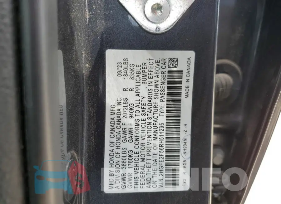 2HGFE2F56RH511295 Photo# 12