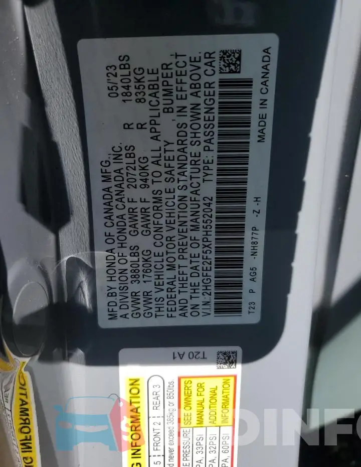 2HGFE2F5XPH552042 Photo# 12