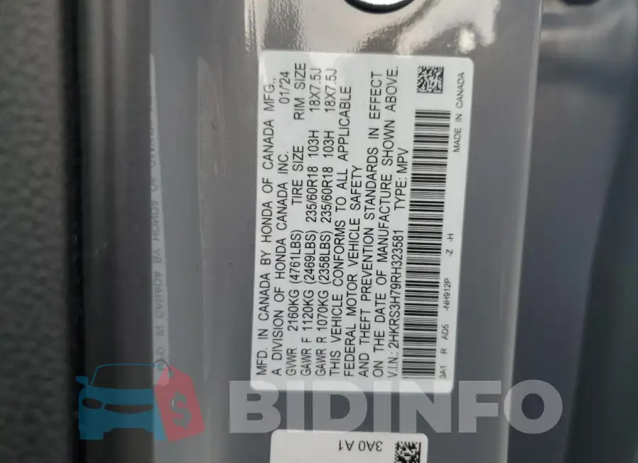2HKRS3H79RH323581 Photo# 14
