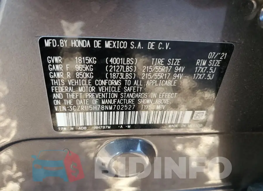 3CZRU5H78NM702527 Photo# 12