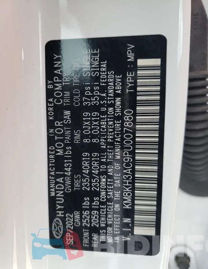KM8KH3AC9PU007880 Photo# 12