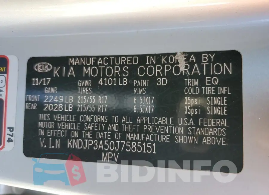 KNDJP3A50J7585151 Photo# 12
