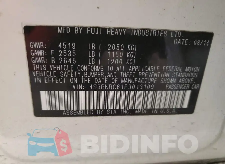 4S3BNBC61F3013109 Photo# 12