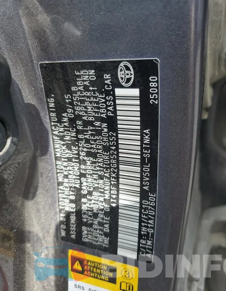 4T4BF1FK2GR524552 Photo# 12