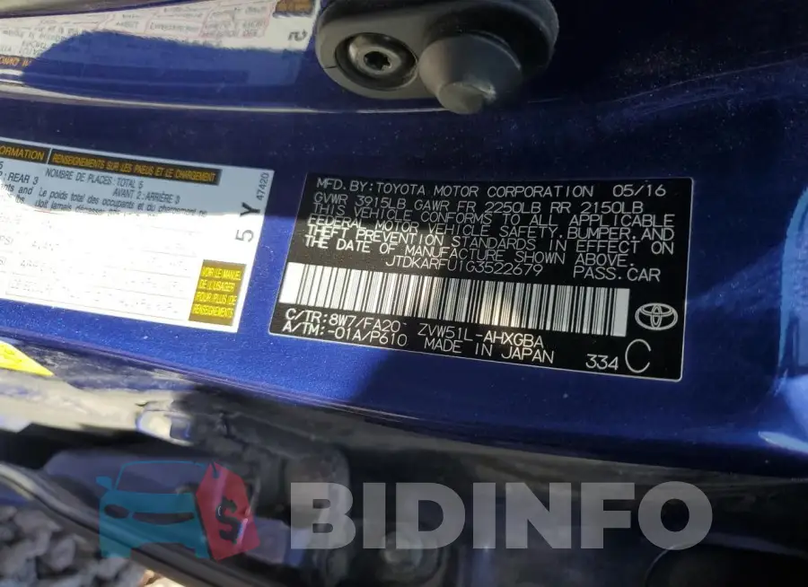 JTDKARFU1G3522679 Photo# 12
