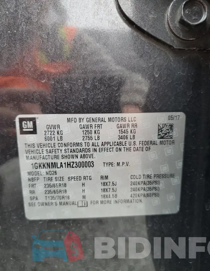 1GKKNMLA1HZ300003 Photo# 12
