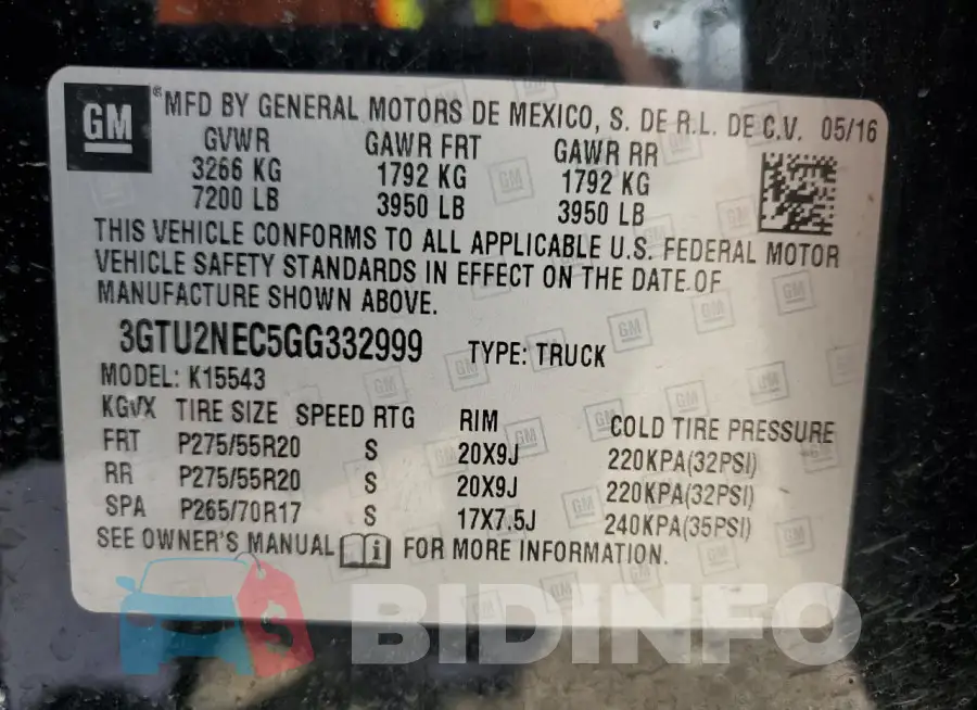 3GTU2NEC5GG332999 Photo# 13