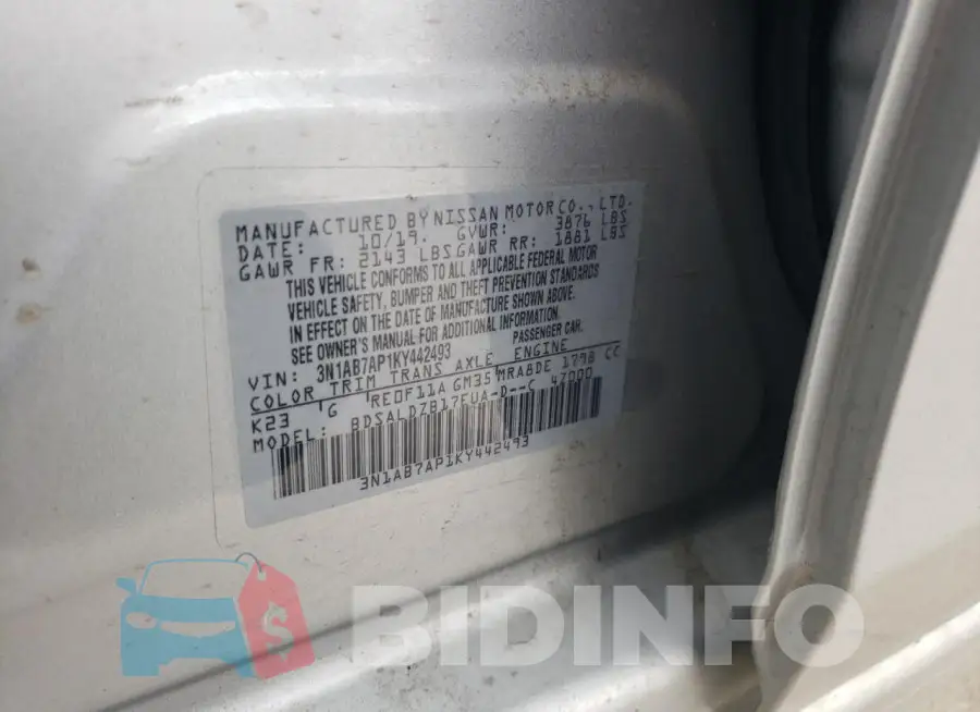 3N1AB7AP1KY442493 Photo# 12